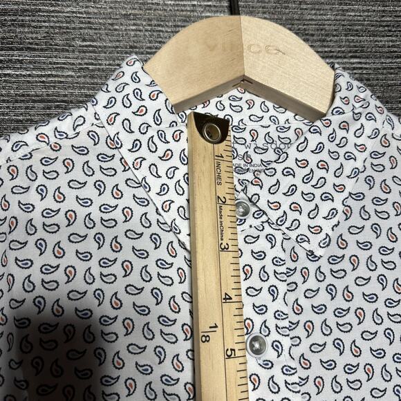 Age Of Wisdom Shirt Men's Small White Paisley Short Sleeve Button Up Modal - Picture 6 of 13